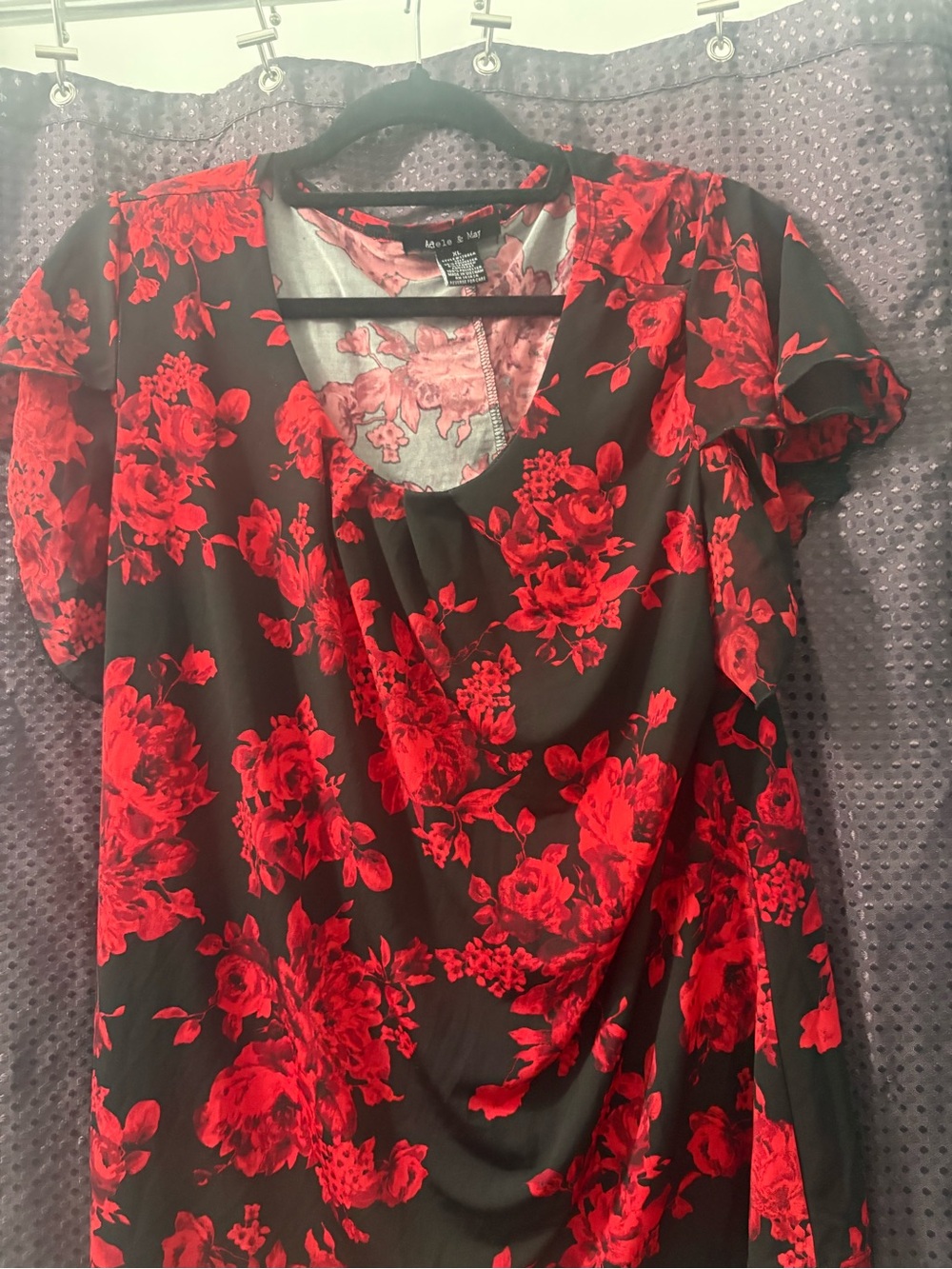 Adele and May Red Floral Draped Women’s Top